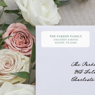 Simple White and Sage Green Return Address Label