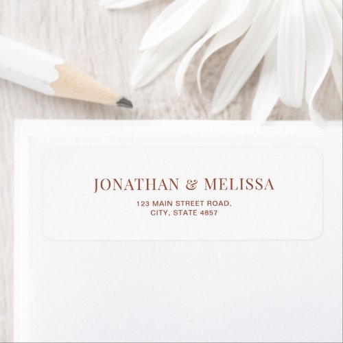 Simple White and Terracotta Typography Wedding Label