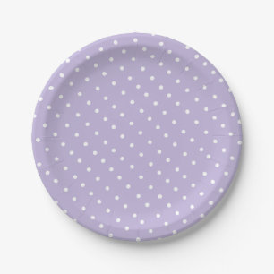 Simple White and Violet Lavender Polka Dot Pattern Paper Plates