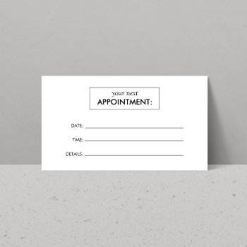 Simple White Appointment Card by 1201am at Zazzle