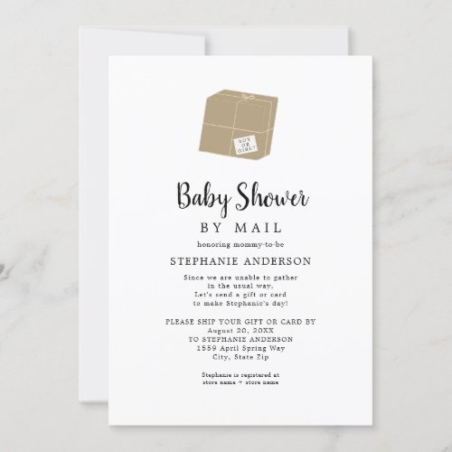 Simple White Baby Shower by mail Invitation