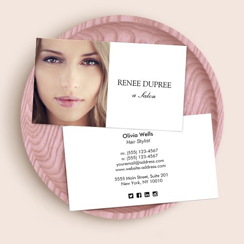 Simple White Beauty Salon Add Photo Card