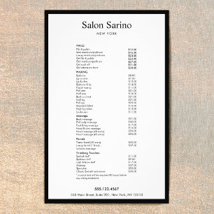 Simple White Beauty Salon Service Menu Flyer