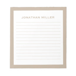 Simple White Beige Typographic Name Lined Notepad