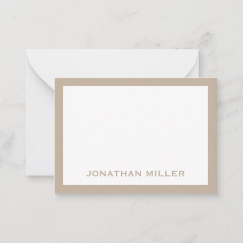 Simple White Beige Typographic Name Note Card