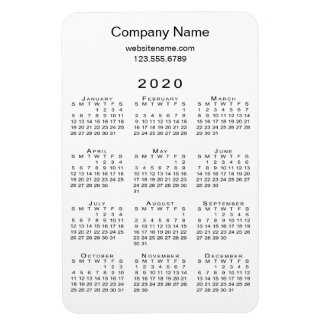 Simple White Black 2020 Calendar Company Name Info Magnet