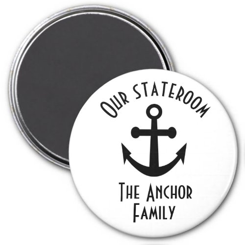 Simple White Black Anchor Stateroom Door Marker Magnet