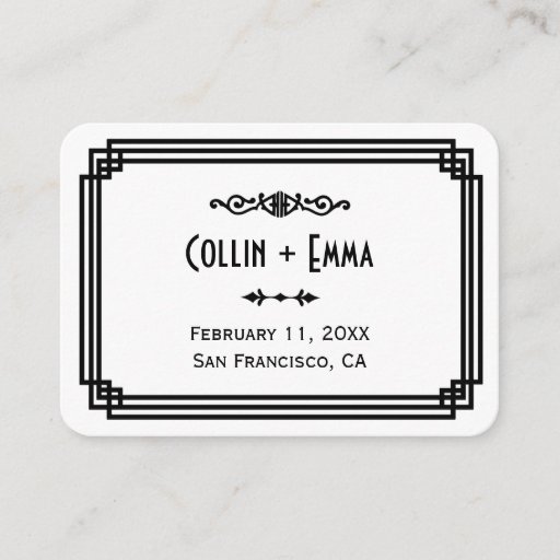 Customizable Art Deco Wedding Place Cards Business Cards