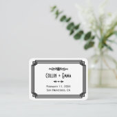 Simple White & Black Art Deco Wedding Place Cards (Standing Front)
