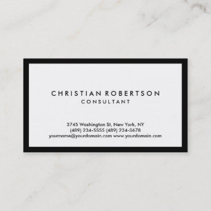 Simple White Black Border Consultant Business Card