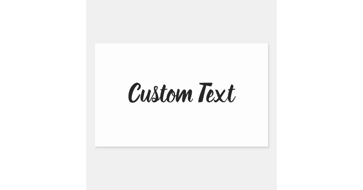 Simple White Black Cursive Script Text Template Rectangular Sticker ...
