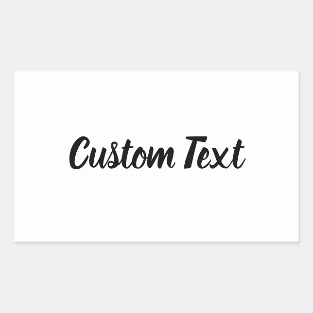Simple White Black Cursive Script Text Template Rectangular Sticker ...