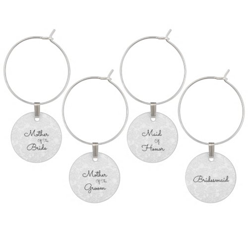 Simple White Black Elegant Wedding Wine Charm