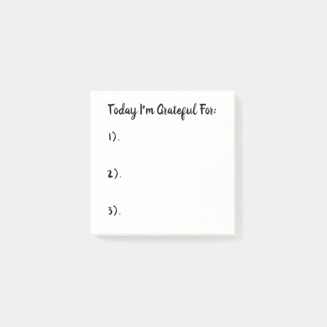 Simple White & Black Gratitude Post-it Notes (Front)