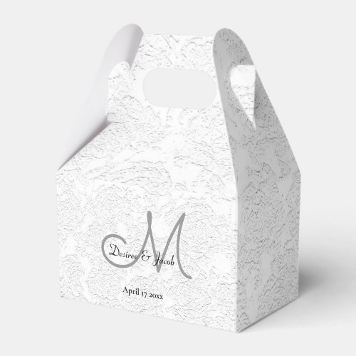 Simple White Black Grey Elegant Wedding Monogram Favor Boxes