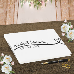 Simple White & Black Heart Wedding Guest Book
