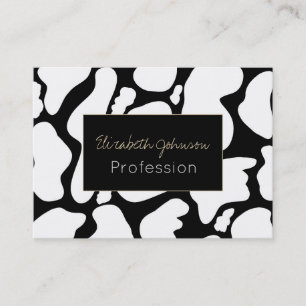 Simple White Black Large cow spots Animal Pattern Business Card