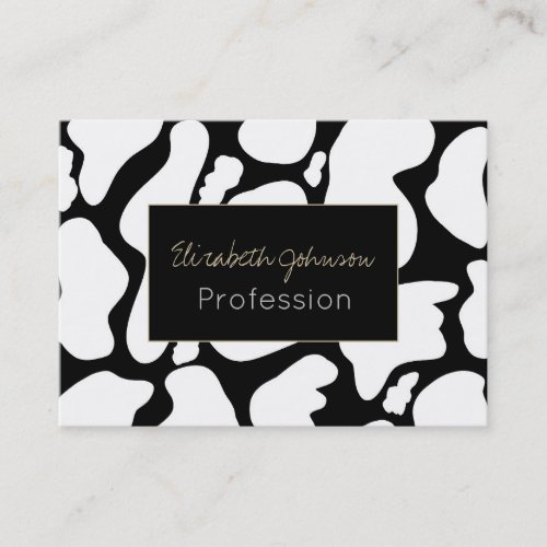 Simple White Black Large cow spots Animal Pattern Business Card