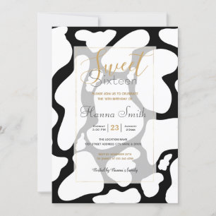 Simple White Black Large cow spots Animal Pattern Invitation