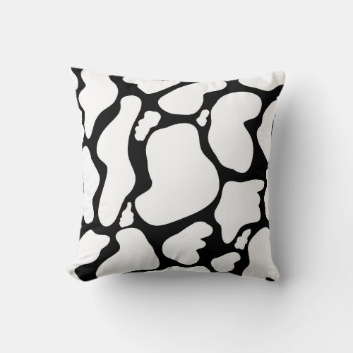 Simple White Black Large cow spots Animal Pattern Throw Pillow