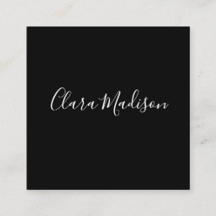 simple white black modern minimalist classic square business card