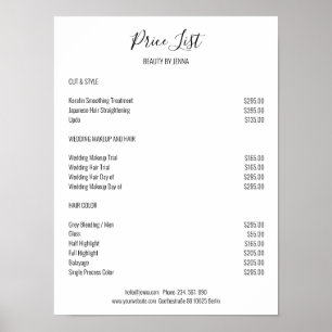 Simple White Black Preislisten Poster