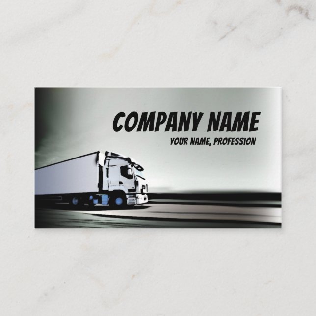 Simple White & Black Truck On The Road Card (Front)