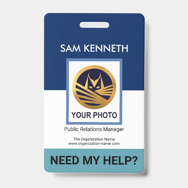 Simple White Blue Layers Template HR Badge (Front)