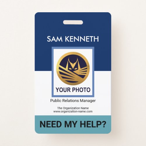 Simple White Blue Layers Template HR Badge