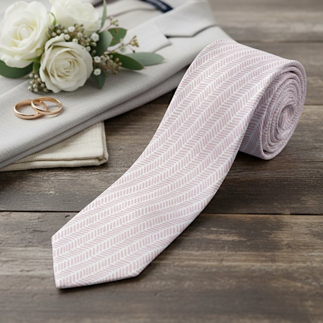 Simple White Blush Rose Pink Abstract Chevron Neck Tie (Creator Uploaded)