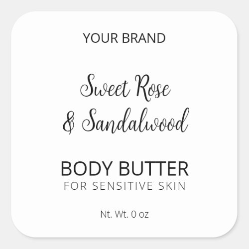 Simple White Body Butter Labels