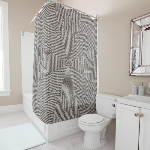 Simple white bohemian_styled design shower curtain