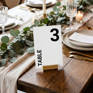 Simple White Bold Letters Table Number card