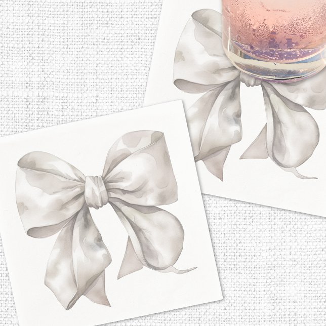 Simple White Bow Baby Shower Napkins (Simple White Bow Baby Shower Napkins)