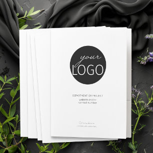 Simple White Business Logo Custom Border and Text Pocket Folder