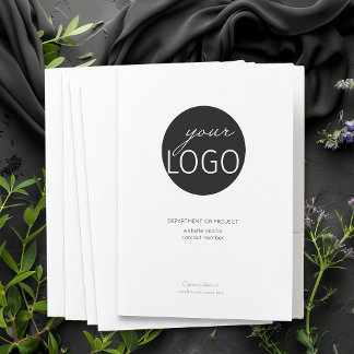 Simple White Business Logo Custom Border and Text Pocket Folder