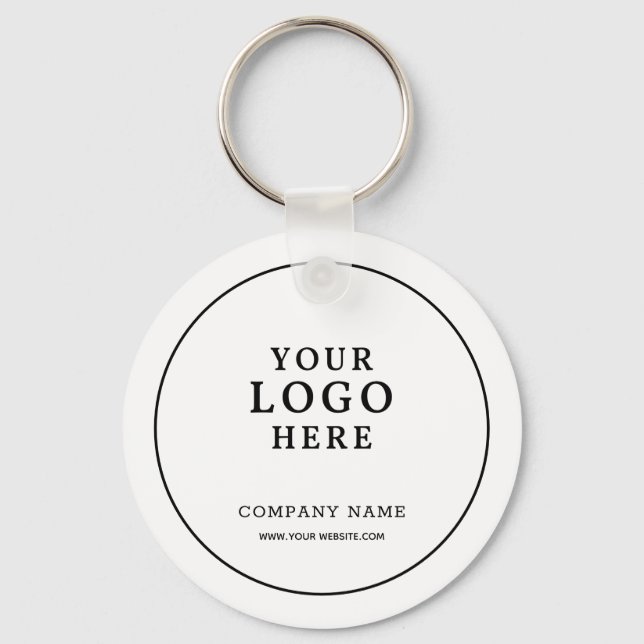 Simple White Business Logo Qr Code Promotional   Keychain (Front)