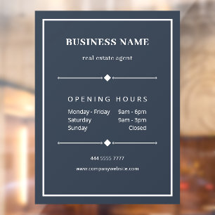 Simple White Business Office on Grey Blue Window Cling
