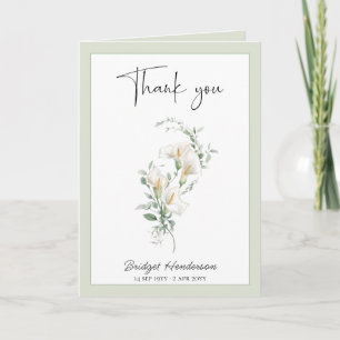 Simple White Calla Lily Eucalyptus Sympathy Letterpress Thank You Card