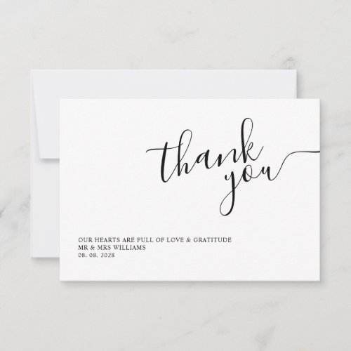 Simple White Chic Calligraphy  Thank You Card