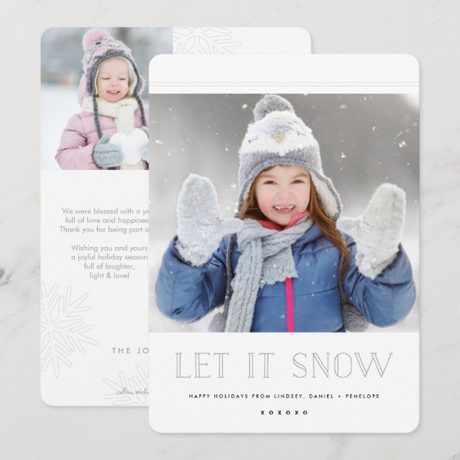 Simple White Christmas Cards | Let it Snow (Front/Back)