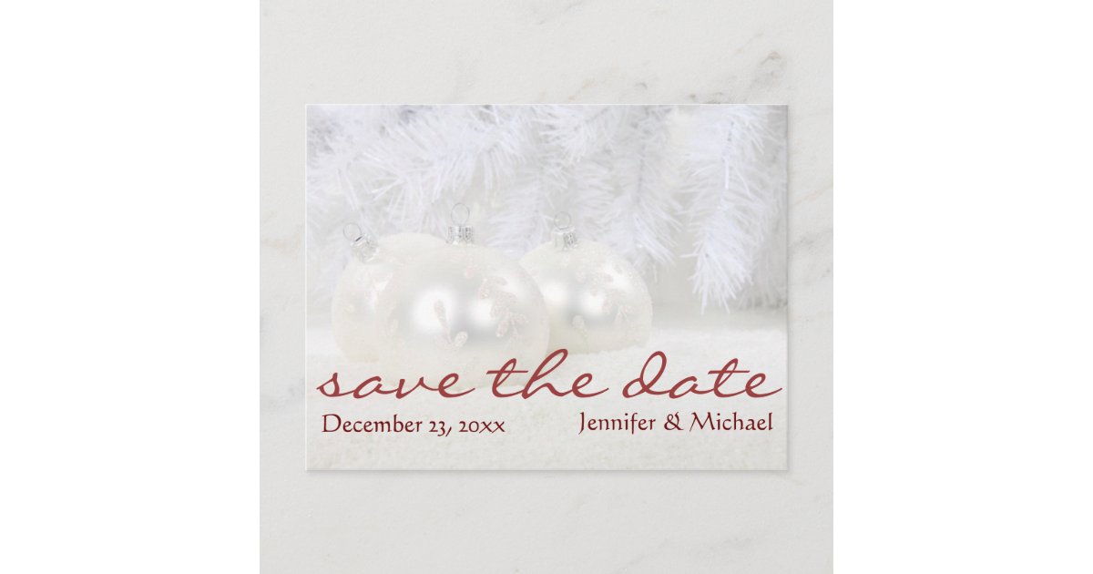 Simple White Christmas Winter Save The Date Announcement