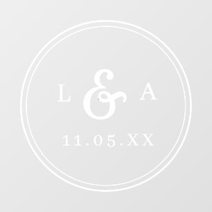 Simple White Circle Wedding Monogram Wall Decal