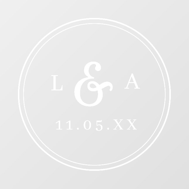 Simple White Circle Wedding Monogram Wall Decal (Front)