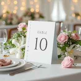 Simple White Classic Elegant Table Number Tent
