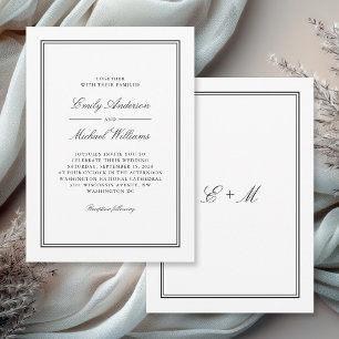 Simple White Classic Elegant Wedding Invitation