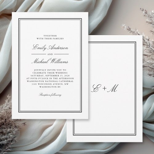 Simple White Classic Elegant Wedding Invitation