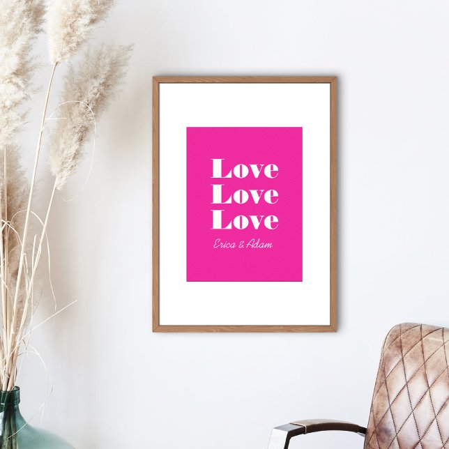 Simple White Clean 3 x Love  | Hot Pink Poster (Creator Uploaded)