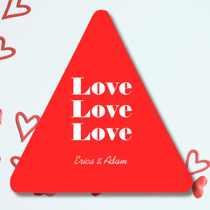 Simple White Clean 3 x Love    Neon Red Triangle Sticker