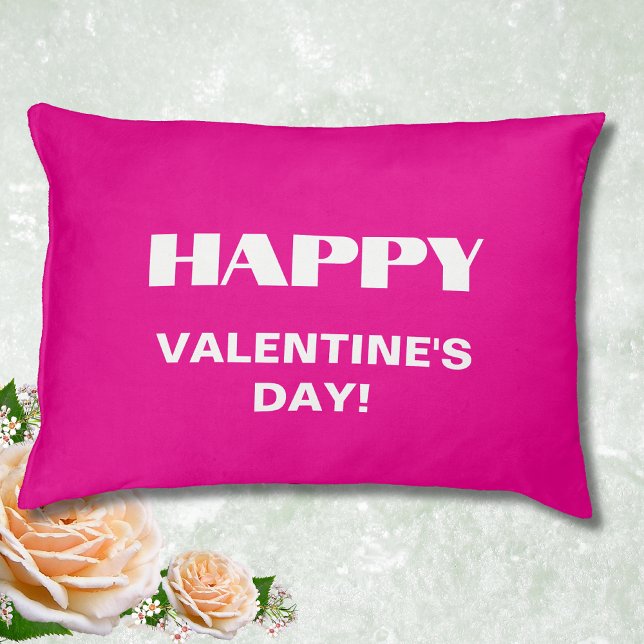 Simple White Clean Happy Valentines Day | Hot Pink Pet Bed (Creator Uploaded)